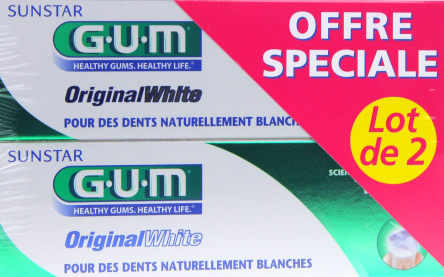 Gum original white dentifrice lot de 2 x 75 ml